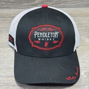 Pendleton Whisky Let'er Buck Snapback Trucker Cap Black White Red Hat Rodeo